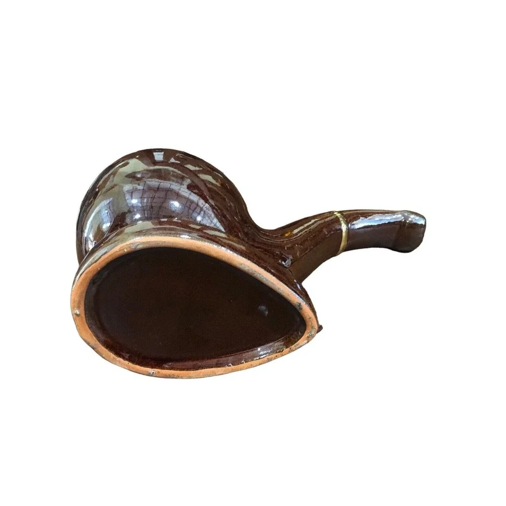 Ceramics Large Pipe Brown Glaze Oversized Pipe Sculpture Ashtray Planter MCM